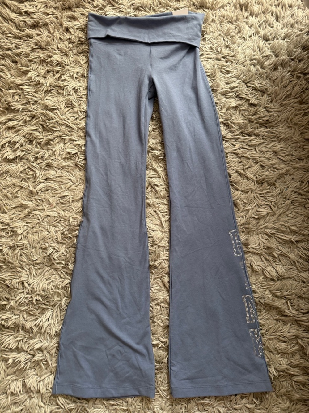 PINK Victoria's Secret Gray Fold-Over Waist Flare Leggings